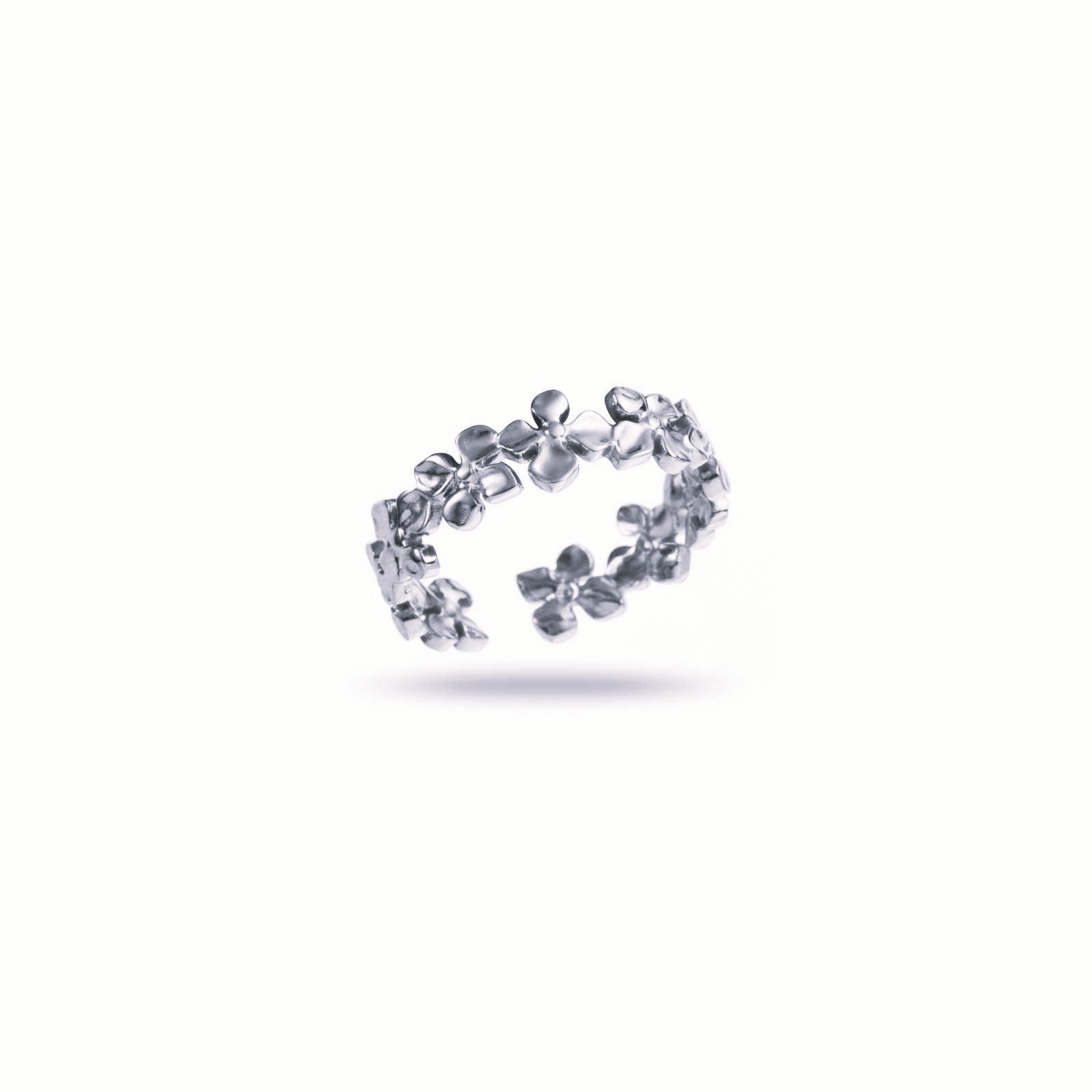 Bague fleur argent